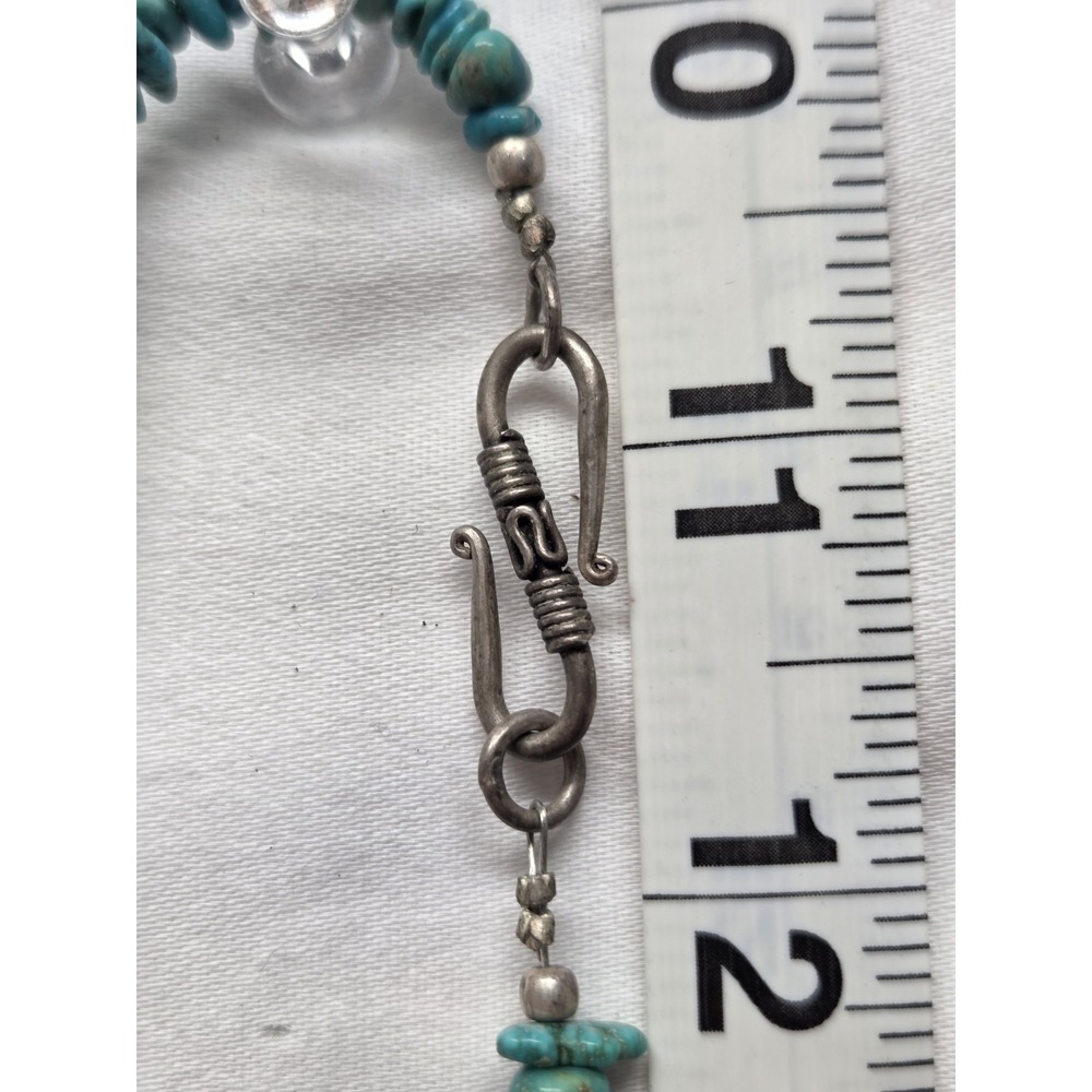 Turquoise Chip Necklace Women OS Blue Silver Tone Southwestern Boho Tribal - Picture 2 of 3